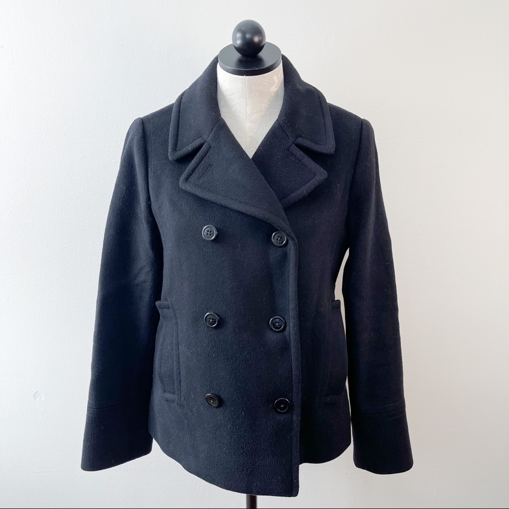 J. Crew black Thinsulate double-breasted pea coat